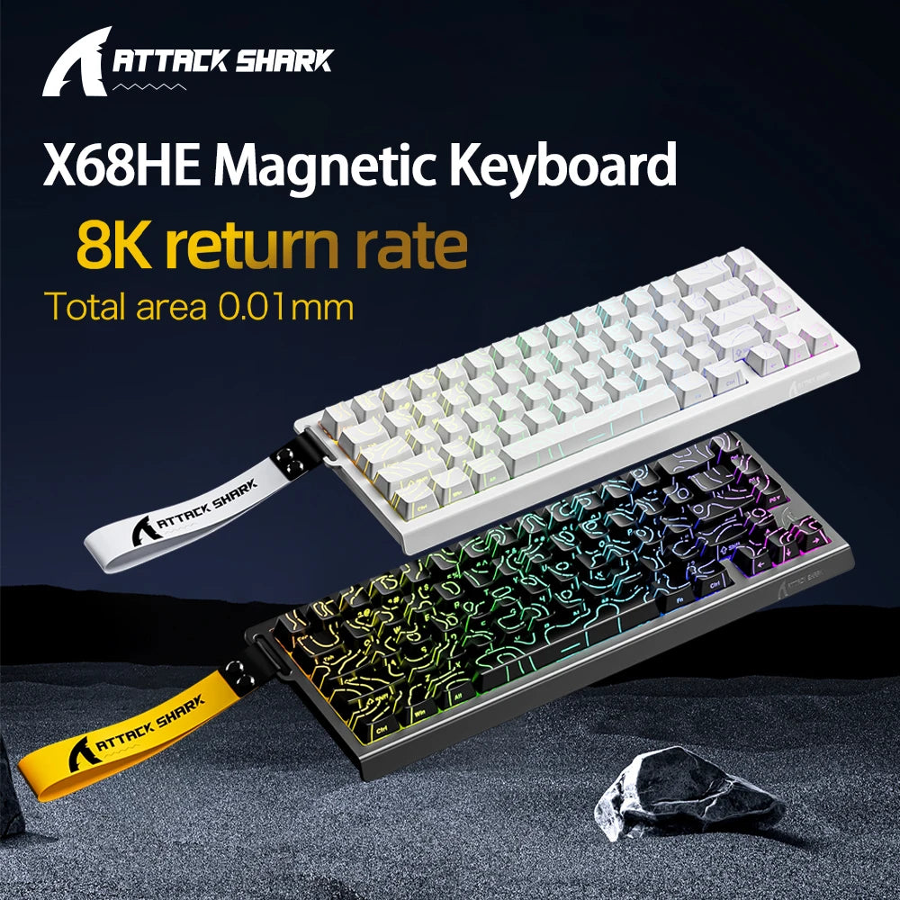 X68HE ATTACK SHARK Magnetic Gaming Keyboard Mechanical Wired for Pro Gaming 0.01mm Rapid Trigg 8000Hz SOCD/Rs 0.125ms 128K Rate