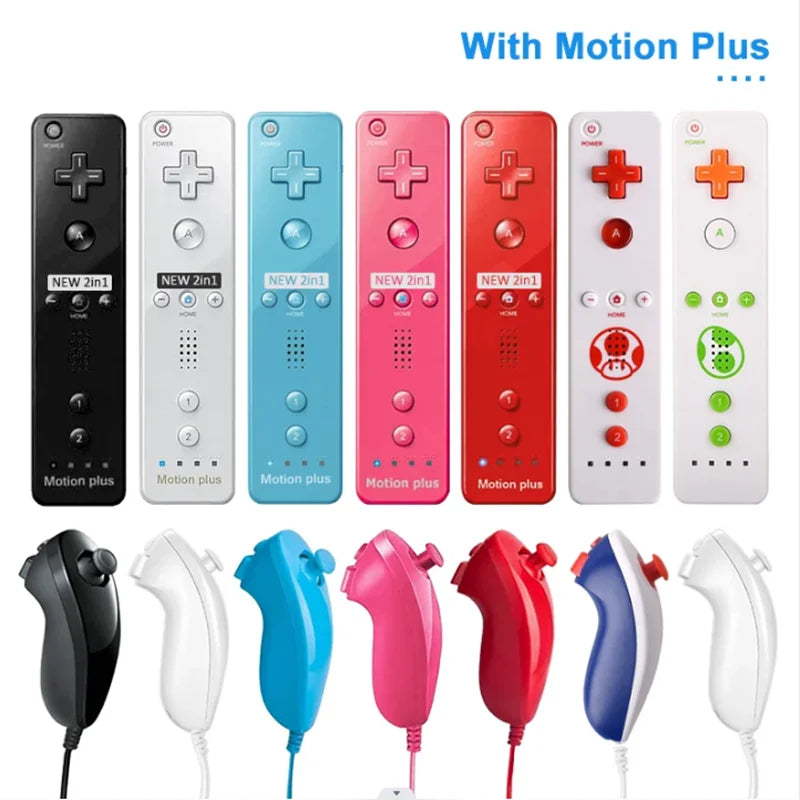 For Nintendo Wii U Joystick 2 in 1 Wireless Remote Gamepad Controller Set Motion Plus Video Games Control Nintendo Wii 1 Pair