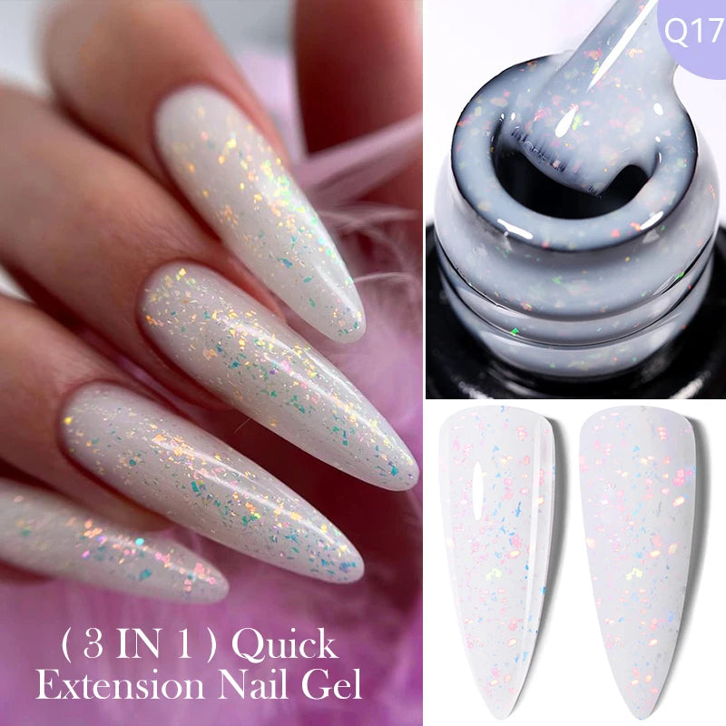 LILYCUTE 15ML Quick Extension Gel Nail Polish Nude Milk White Color Finger Prolong Acrylic Crystal Construction Hard Gel Varnish