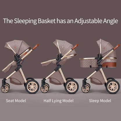 All-in-One Luxury Stroller: Versatile 3-in-1 High Landscape Pram with Reversible Seat Mode