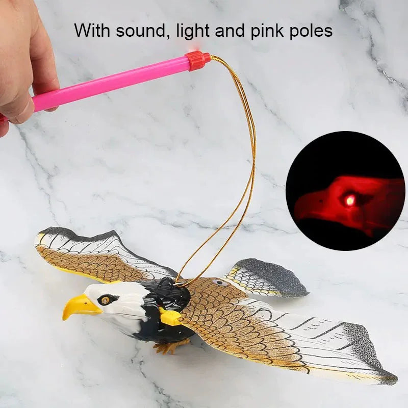 Simulation Bird Interactive Cat Toys Electric Hanging Eagle Flying Bird Cat Teasering Play Cat Stick Scratch Rope Pet Toys