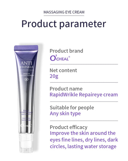 O'CHEAL Rapid Wrinkle Repair Eye Cream: Triple-Roller Massager & Hyaluronic Acid