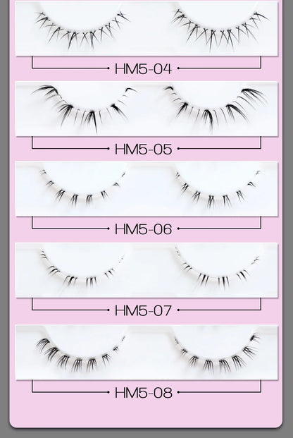 10Pairs Bottom Eyelashes Manga Lower Lashes Clear Band Wispy Small Flame Under Eye Lashes Korean Makeup Cosplay Tools