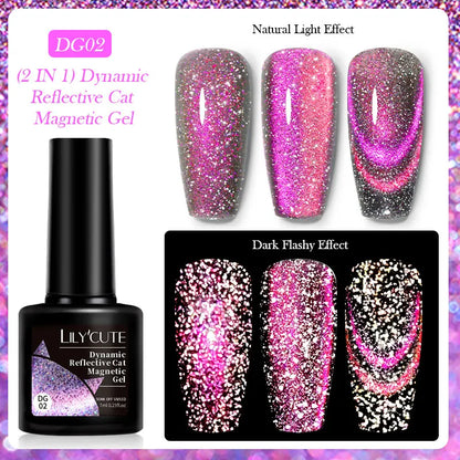LILYCUTE 7ml 9D Cat Magnetic Gel Nail Polish Iridescent Magnet Semi Permanent Soak Off UV LED Manicure For Nail Art Gel Varnish
