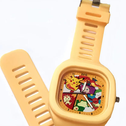 Pocket Monster Watch Anime Pikachu Cartoon Children's Quality Cute Square Watch Gift Box Series Children's Christmas Gifts
