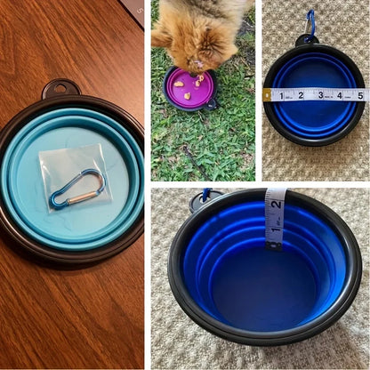 Portable Pet Food Bowl  Durable TPR Bowl  Cat and Dog Food Pet Silicone Collapsible Bowl Portable Travel Outdoor Water Food Bowl