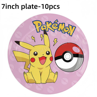 Pokemons Birthday Party Decoration Lightning Pikachu Balloon Tableware Kit Cup Plate Gift Bag Kid Favor Gift Baby Shower Supplie