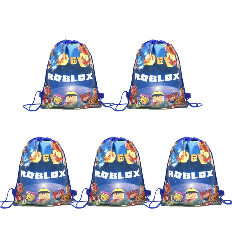 6/12/18/56PCS Roblox Nonwoven Drawstring Bag Roblox Game Party Decorations Kids Birthday Party Baby Shower Supplies Gift