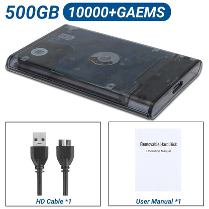 PEAPRIT 500G Gaming HDD Retro Game Console 14000 Video Games 30 Emulators for SWITCH/X BOX/PS3/PS2/PSP Plug and Play Batocera OS