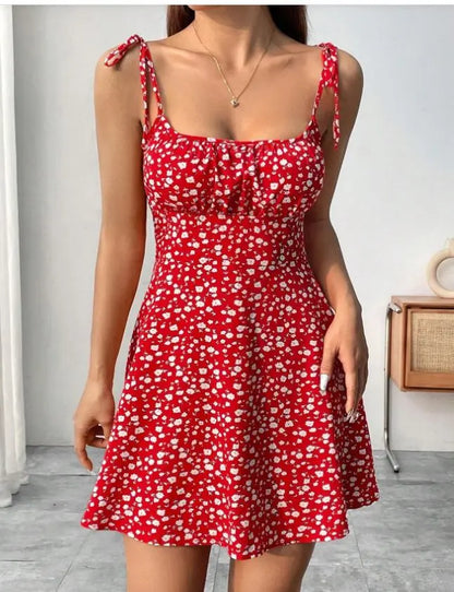New Women Summer Floral Spaghetti Strap Sexy Dresses,Mini Dress,Beach Dress,Woman Clothing,Short Dresses,Clothes,Sundress