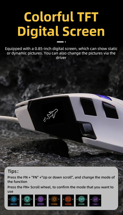 DAREU A980 Wired Gaming Mouse 8KHz 26000 DPI PAW3395 RGB Optical Sensor Ergonomic Programmable Mice for PC Laptop Gamer