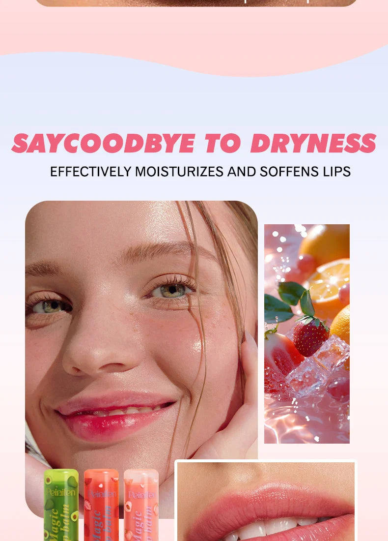6Pcs Fruit Flavor Lip Balm Set Peach Strawberry LongLasting Moisturizing Lip GlossTransparent Shiny Non StickyHydrating Lip Care