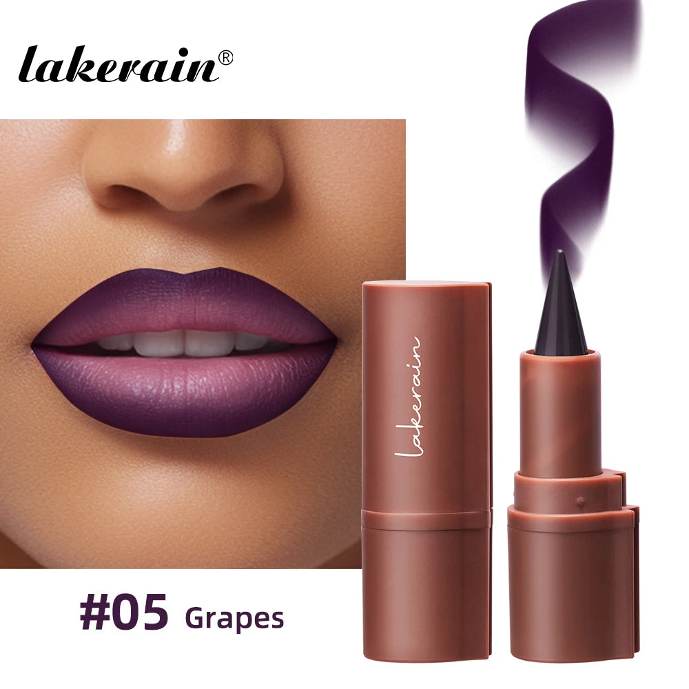 Lakerain Lip Liner Matte Black Brown Velvet Lipstick Waterproof Non Sticky Contouring Tint Lipliner Crayon Lip Makeup