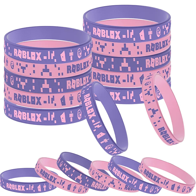 Roblox Girl  Party Wristbands Model 2 Color Sports Silicone Bracelet Toys Party Favors Gift  4pcs Tableware Kit Supplie Kids