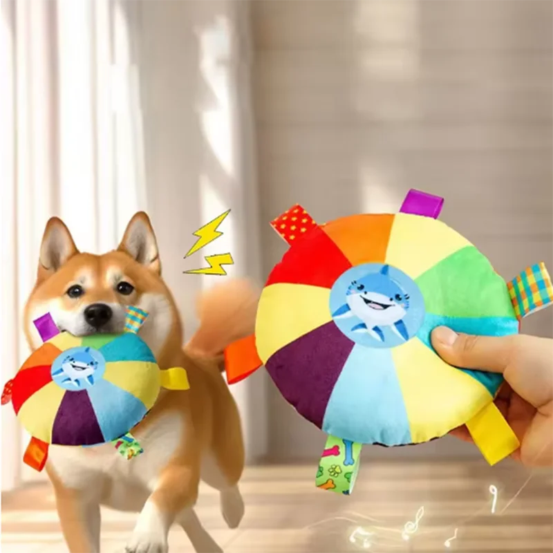 Hot dog plush toy bell cartoon toy puppy small dog Teddy teeth grinding toy wear-resistant bite-resistant pet toy