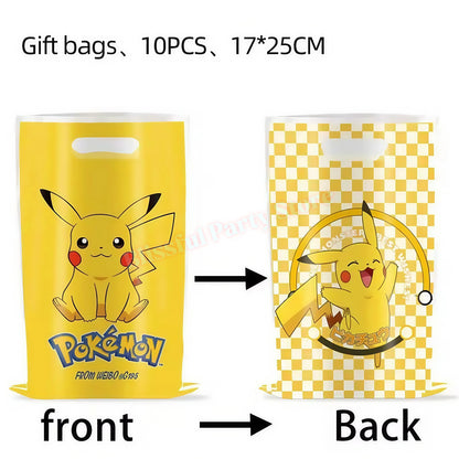 Pokemons Birthday Party Decoration Lightning Pikachu Balloon Tableware Kit Cup Plate Gift Bag Kid Favor Gift Baby Shower Supplie