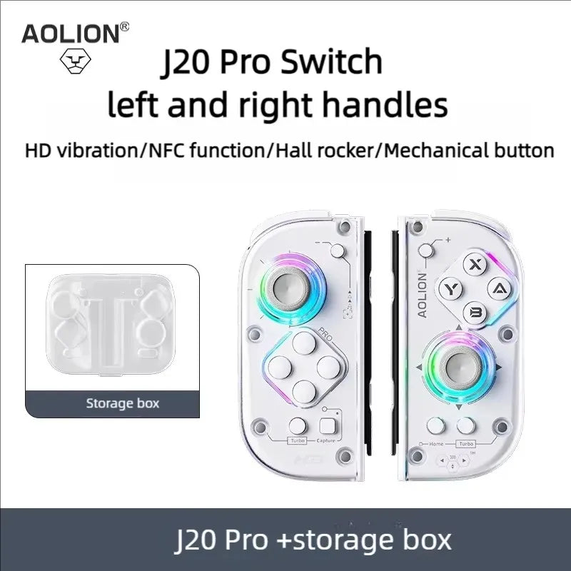 Aolion J20 Knight Wireless Gamepad with Left And Right Switch Hall Joystick Motion Sensing Custom For NS Joycon Game Accessories
