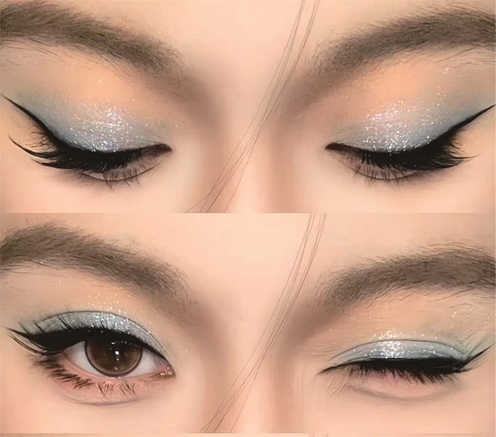 Chameleon Gradient Eyeshadow Palette Glitter Smokey Silver Blue Highlighter Metallic Pearlescent Eyes Makeup Lasting Brightening