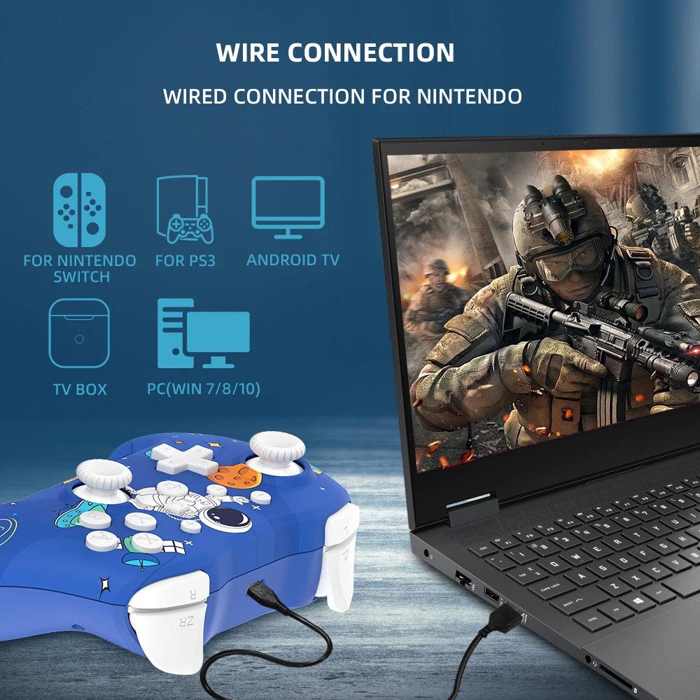GAMINJA NS009S Wireless Controller BT Gamepad For Nintendo Switch Lite PC TV Box 6-axis Dual Vibration Joystic For Switch 2