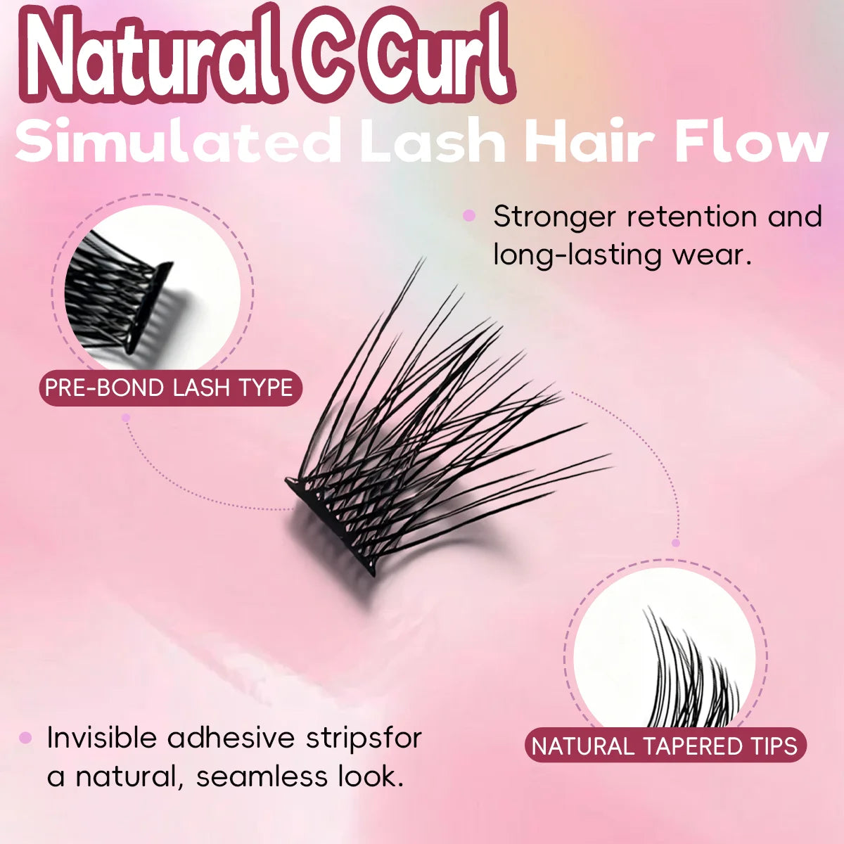 10 rows, 120 clusters of natural eyelashes, glue free eyelashes, self-adhesive false eyelashes,  makeup, eyelash extension