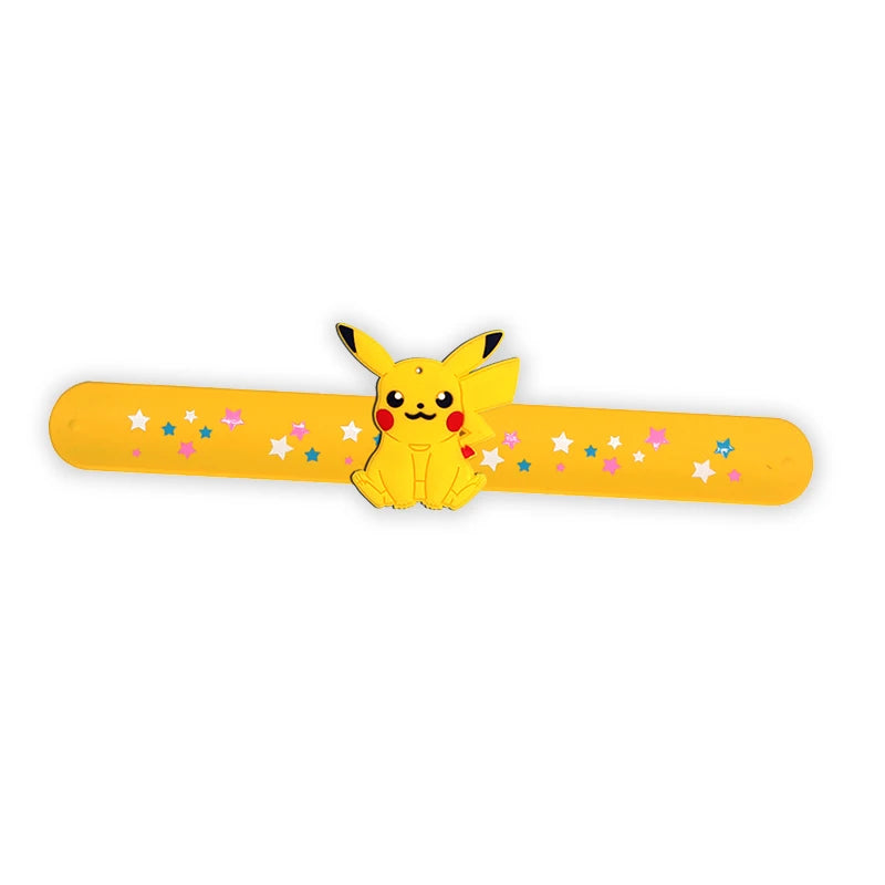 PVC Pokemon Slap Bracelet Kids Pikachu Birthday Decoration Anime Wristband Child Slap Band Puzzle Toy Boys Girls Birthday Party