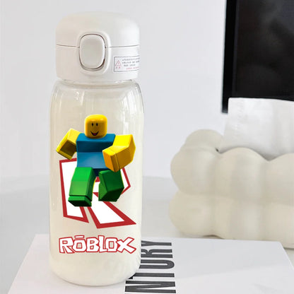 600ml Game Roblox Transparent Straw Water Cup Portable Large Capacity Straw Water Bottle Student Water Cup Plastic Sports Cup