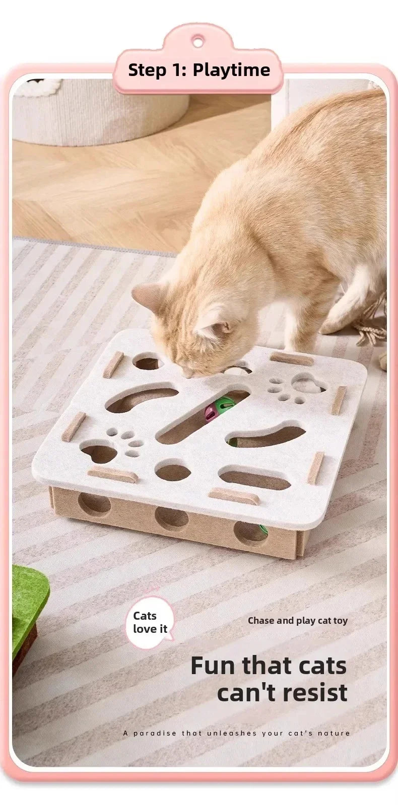 Cat Puzzle Toy Felt Puzzle Box Cat Exercise Toy With Ball Indoor Sports Entertainment Hunting Cat Toys For Indoor Cats