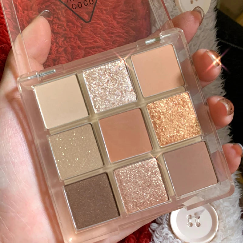 DIKALU Spring And Summer New Eyeshadow Palette Oh Rosy Nine Palace Grid Auto Focus Low Saturation Smoke Powder Rose Plate
