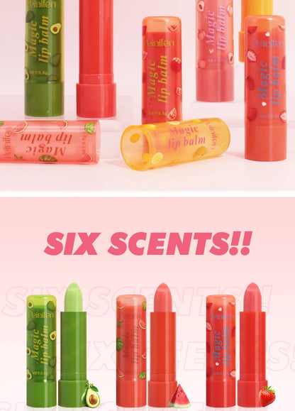 6Pcs Fruit Flavor Lip Balm Set Peach Strawberry LongLasting Moisturizing Lip GlossTransparent Shiny Non StickyHydrating Lip Care
