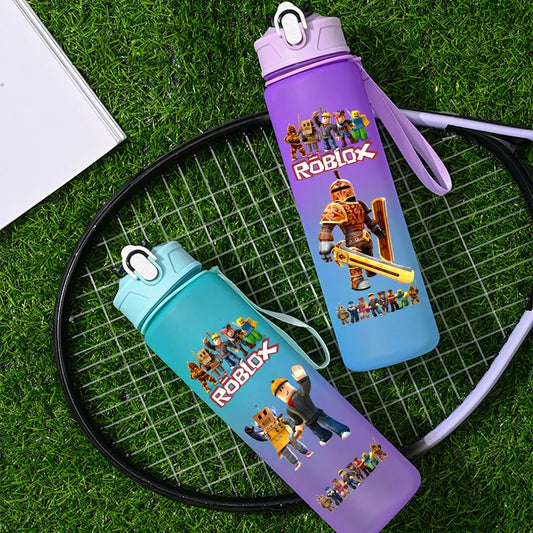 Roblox Anime Cartoon Straw Drink Bottle 750ml Gradient Color Water Cup Game Student Daily Necessities Gourde Boy Holiday Gift