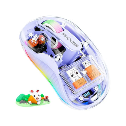 Notebook Luminous Transparent Mouse Wireless Bluetooth Three-Mode Charging Ergonomic Magnetic Doll Mouse For Tablets Laptop
