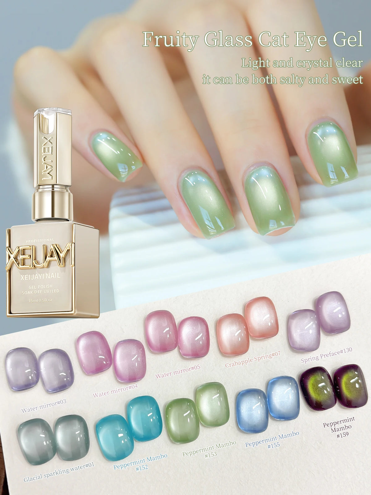 10pcs Glass cat eye nail polish gel Set 2025 new style Blue Pink cat eye nail art suitable for women's nail salon