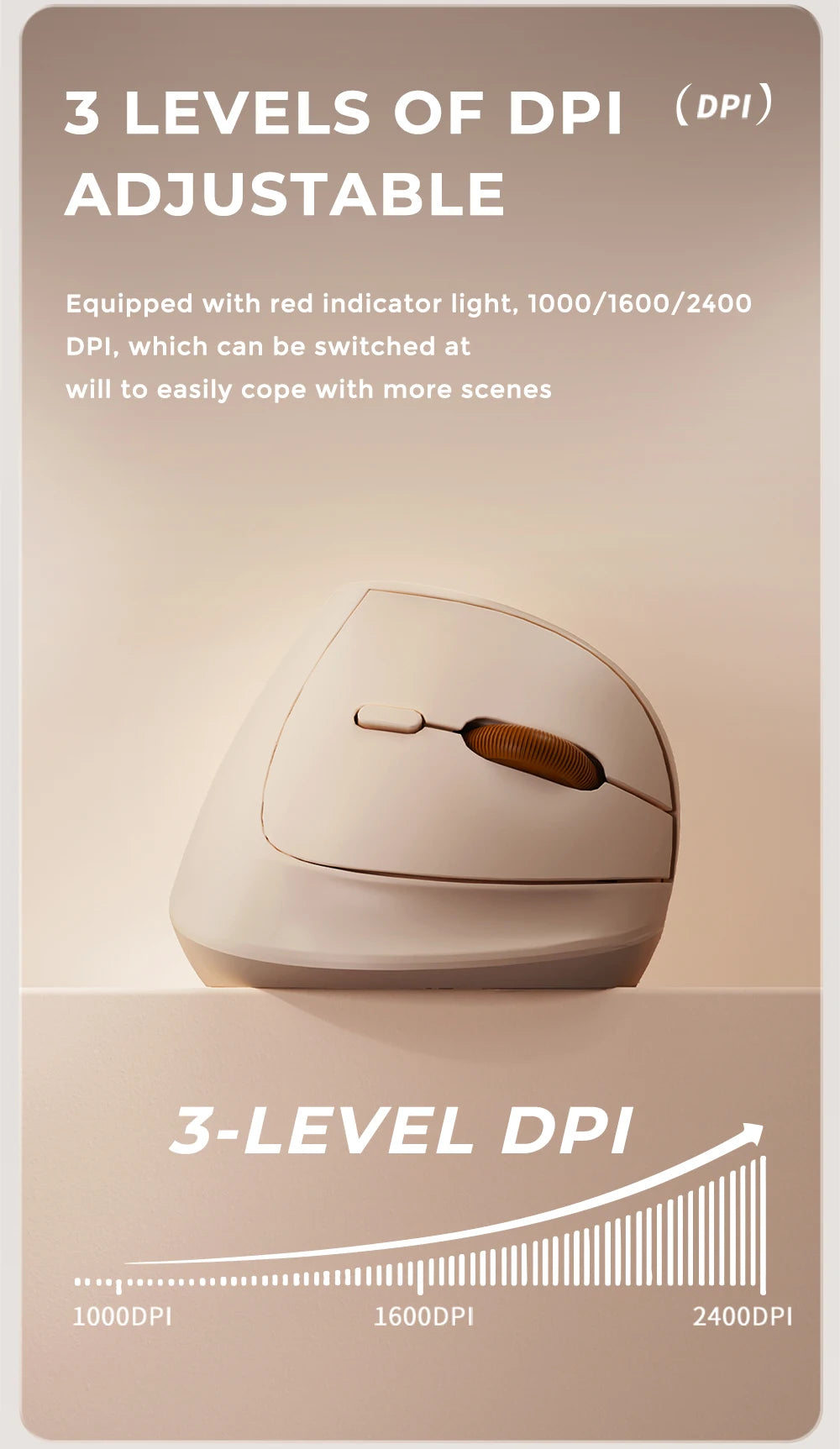 DAREU Mini Ergonomic Vertical Mouse 2.4G USB Bluetooth Wireless Optical Mice 3 Adjustable DPI 1000,1600,2400 for Small Hands