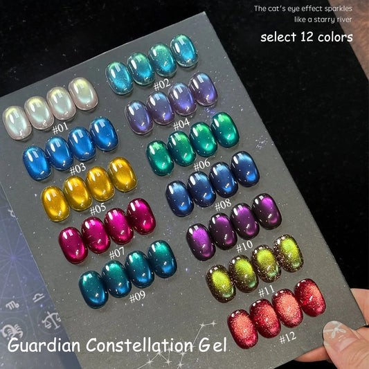 ZH Super Bright 12 Constellations Cat Eye Gel Nail Polish 2025 New Autumn Winter Whitening Glass Bead Nail Art Nail Supplies