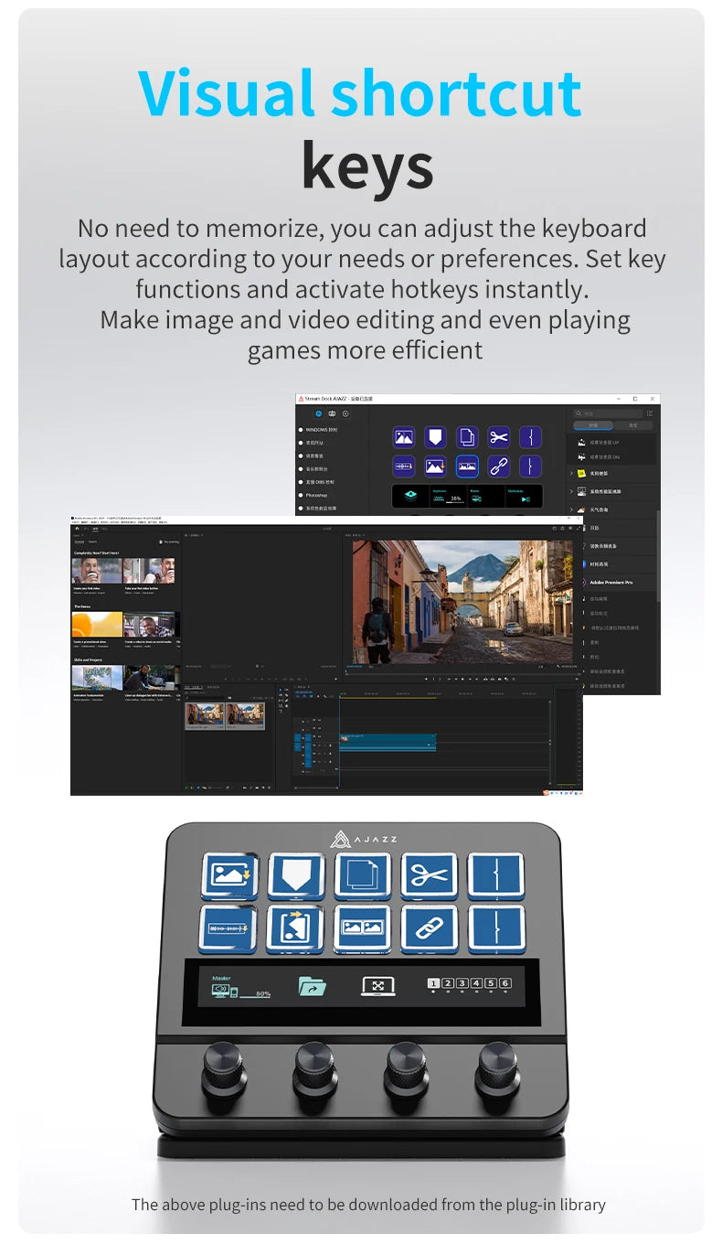 Ajazz AKP05 Mechanical Macro Keyboard Multi-Function Desktop Assistant for Office and Gaming, Easy-to-Use Multimedia Controls