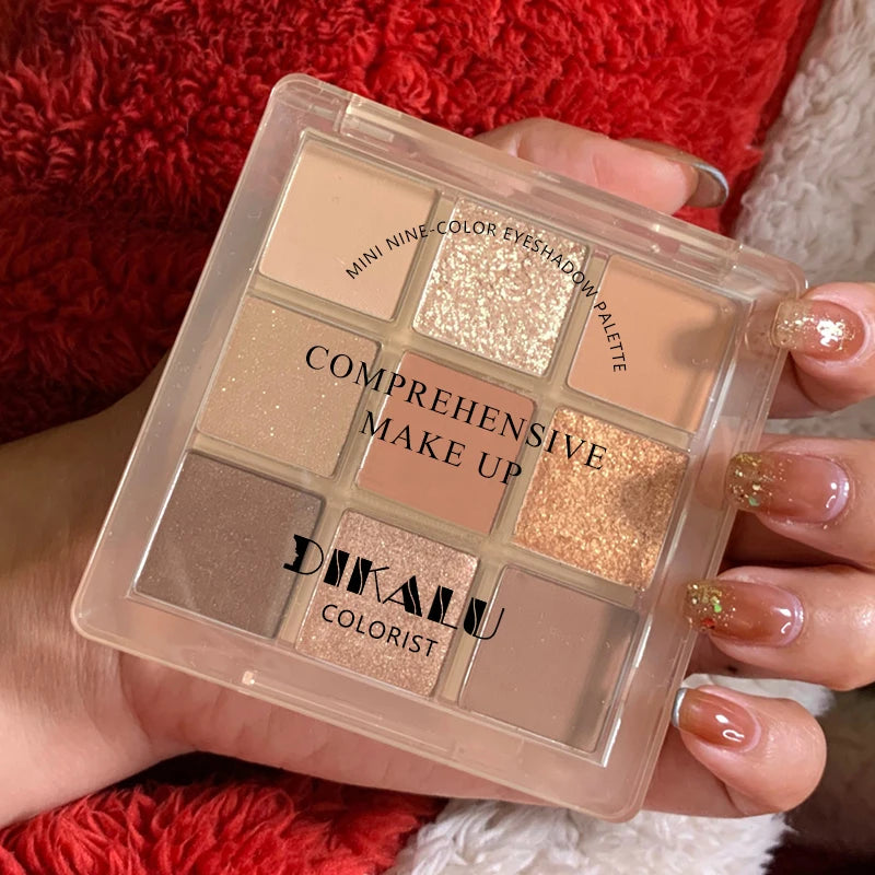 DIKALU Spring And Summer New Eyeshadow Palette Oh Rosy Nine Palace Grid Auto Focus Low Saturation Smoke Powder Rose Plate