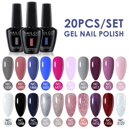 NAILCO 15ml Gel Nail Polish Set 30pcs/Lot Gel Polish Nail Soak Off UV LED Semi-Permanent Varnishes Nail Art Salon Free Shipping