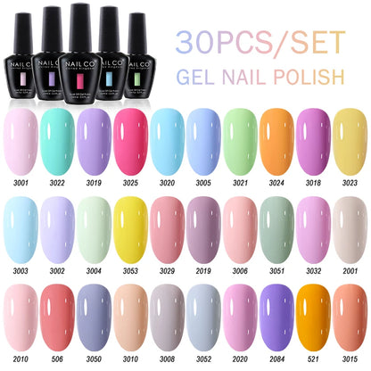 NAILCO 15ml Gel Nail Polish Set 30pcs/Lot Gel Polish Nail Soak Off UV LED Semi-Permanent Varnishes Nail Art Salon Free Shipping