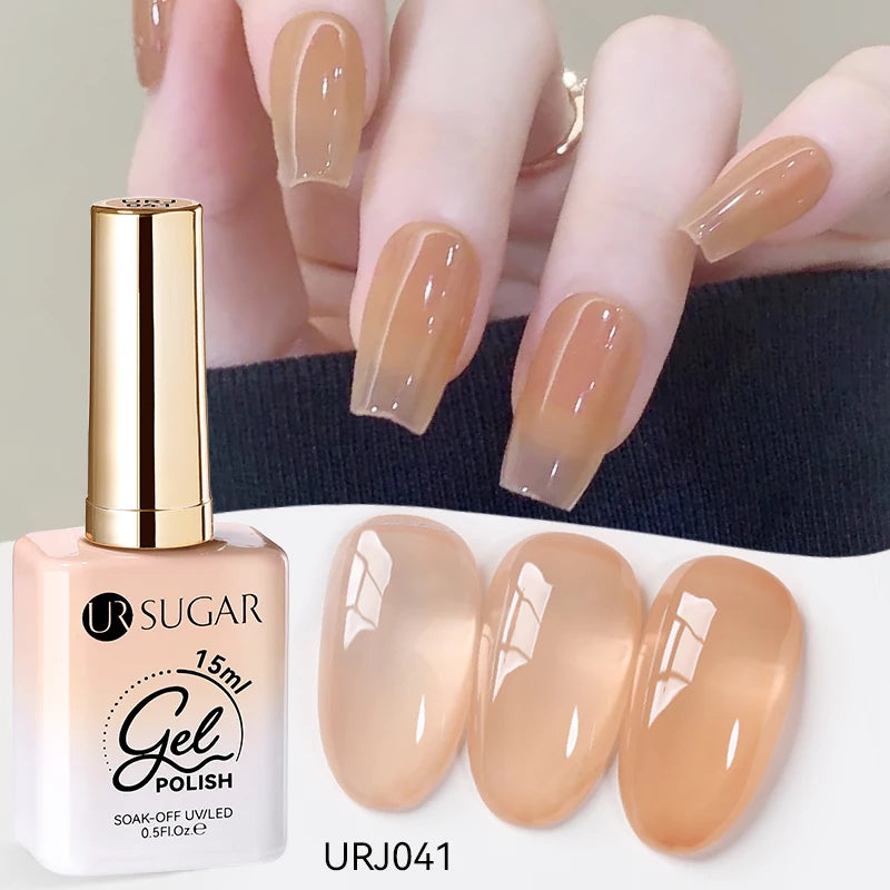 UR SUGAR 15ml Jelly Milky White Translucent Color Gel Polish Semi Permanent UV Gel Nail Art Soak Off Gel Varnish Latest Fashion