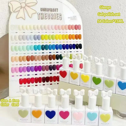 Glenys58 color net red popular nail polish glue semi permanent full cover nail polish wholesale UV varnish gel set