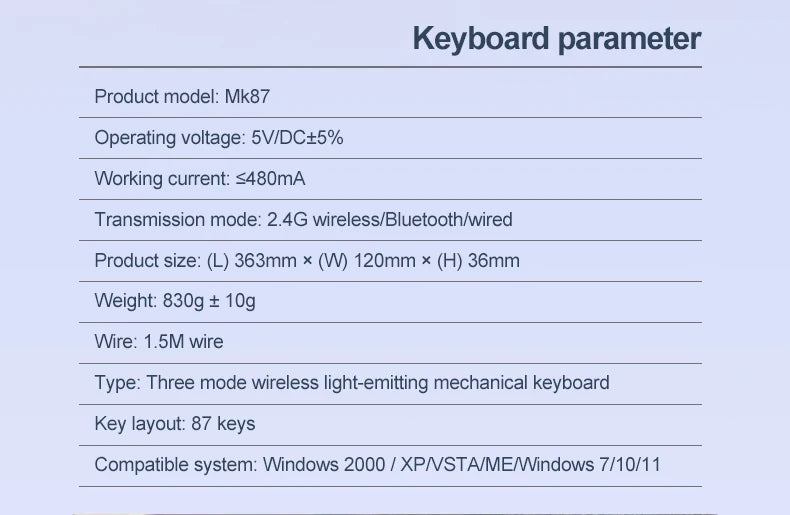 SMAILWOLF MK87 Bluetooth wireless mechanical keyboard E-sports game full key hot plug custom keyboard