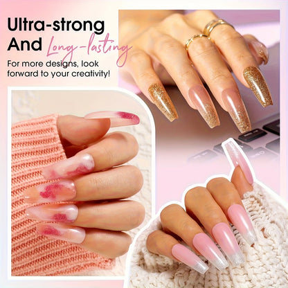 Poly Gel Nail Kit 8 Colors with Nail Lamp Extension Gel Kit Nude Clear Pink Black Glitter Complete Starter Tools for Beginner
