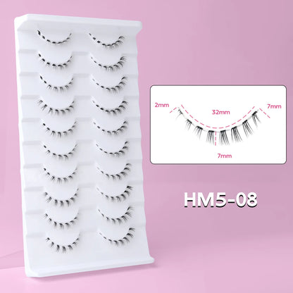 10Pairs Bottom Eyelashes Manga Lower Lashes Clear Band Wispy Small Flame Under Eye Lashes Korean Makeup Cosplay Tools