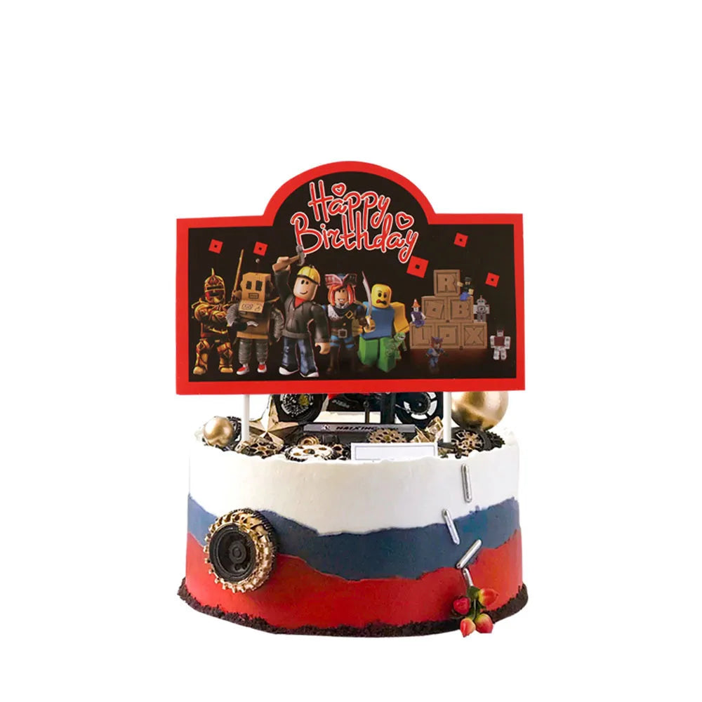 Roblox Theme Party Supplies Birthday Decorations Tableware Paper Cups Balloon Tablecloth Gift Bag Banner Cake Topper Baby Shower