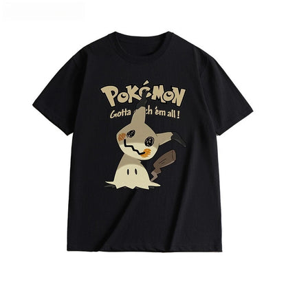 2025 Summer Poksammon Animation Brand 100% Cotton Bulbasaur Printed T-shirt for Men and Children Harajuku Casual Short Sleeve