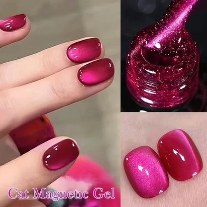 BORN PRETTY Sparkling Glass Bead Cat Magnetic Gel Nail Polish Flash White Spar Red Color Semi Permanent Soak Off UV Gel Varnish