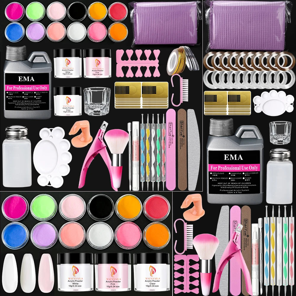 Nail Kit Set Acrylic Powder Monomer Acrylic Liquid For Nail Extension Professional Gel Manicure Set False Nails Art Tools Set *&