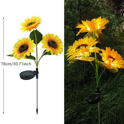 3 Heads 1 Head Solar Simulation Sunflower LED Lights Garden Yard Lawn Night Lights Landscape Lamp Decor Christmas Flower Light