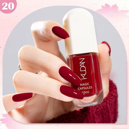 KUDAN Dark Burgundy Nail Polish, Alcohol-Free - Long-Lasting Formula Quick Drying Without Lighting, Glossy And Shiny Surface