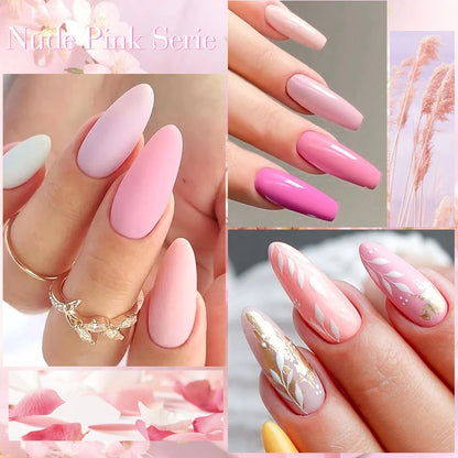 6Pcs Autumn Brown Color Gel Nail Polish Set Semi Permanent Varnishes Nail Art Design Hybrid Soak Off UV LED Gel Manicure Kit